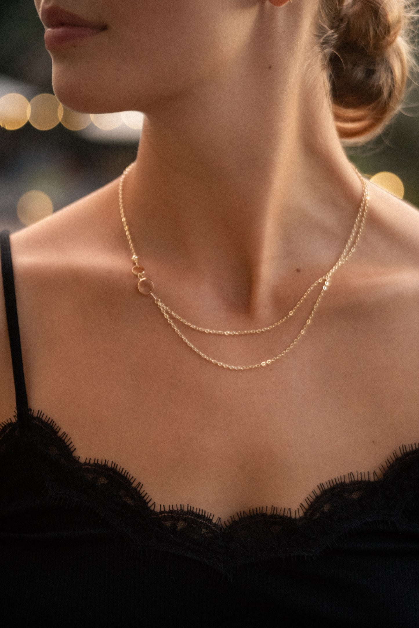 Double chain hoop necklace