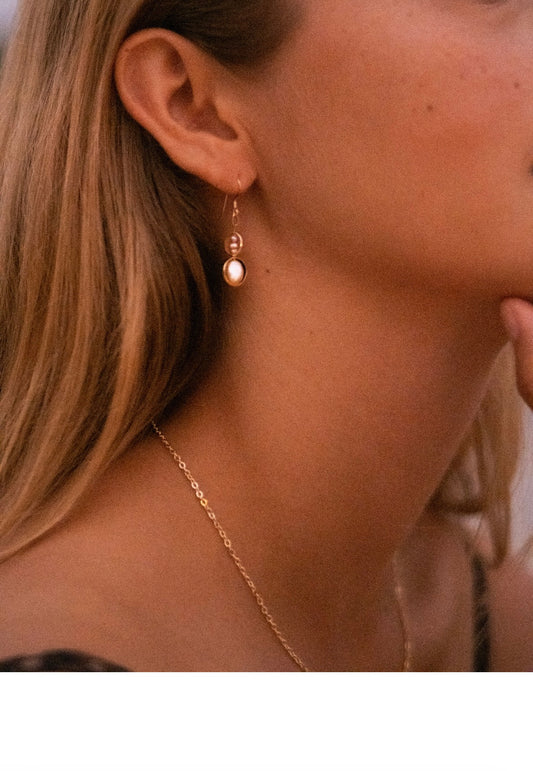 Pink and white hoop stack earrings