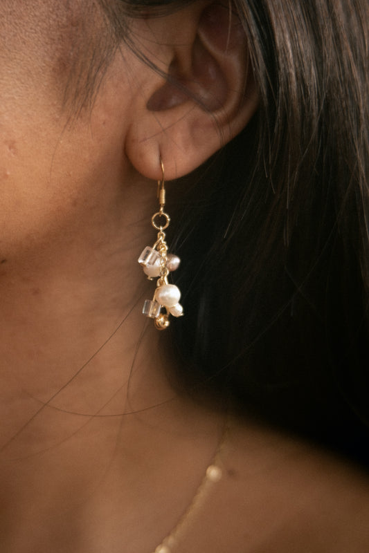 Glass pearl stack earrings