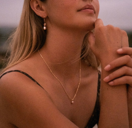 Pink and white hoop stack earrings
