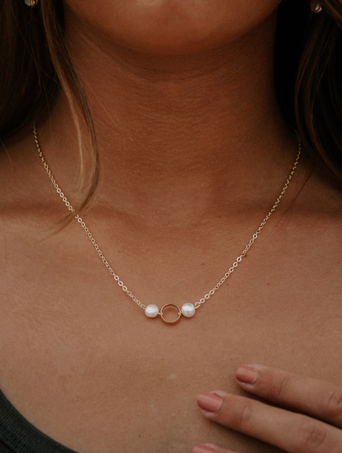 Gold hoop necklace