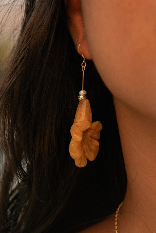 Jade stone floral earrings