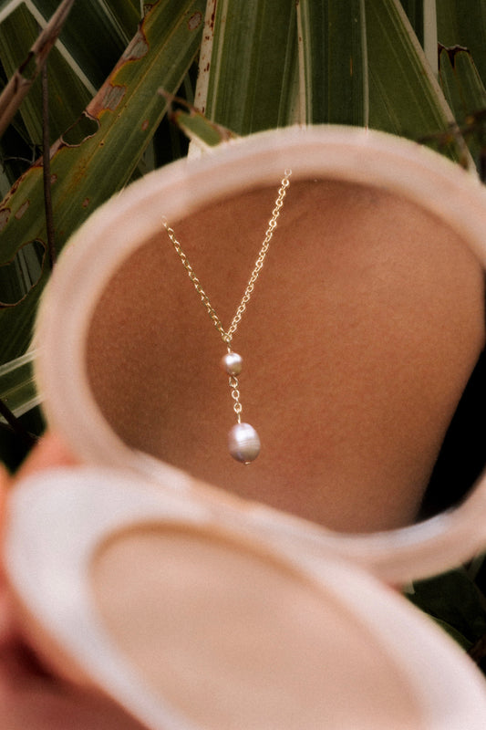 Pink pearl stack necklace