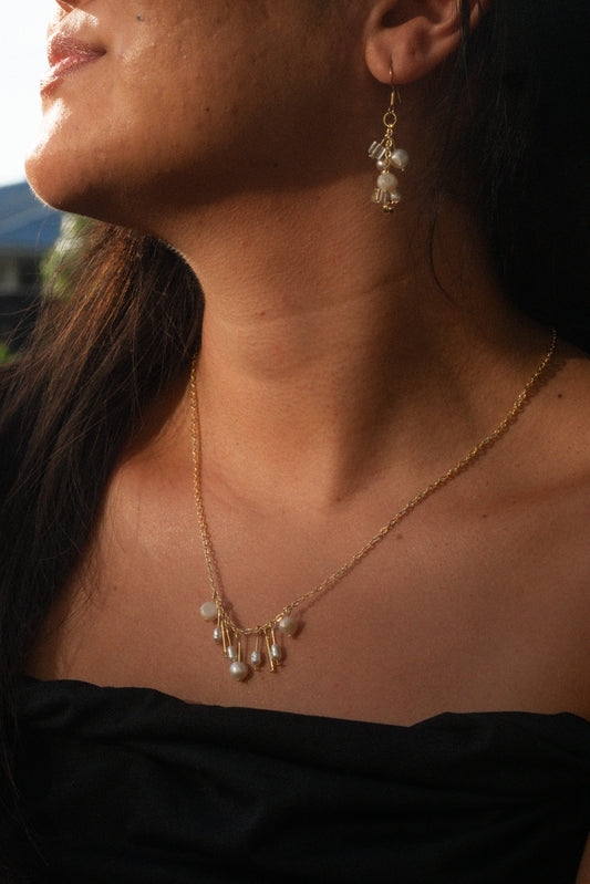 Asymmetrical pearl stack necklace