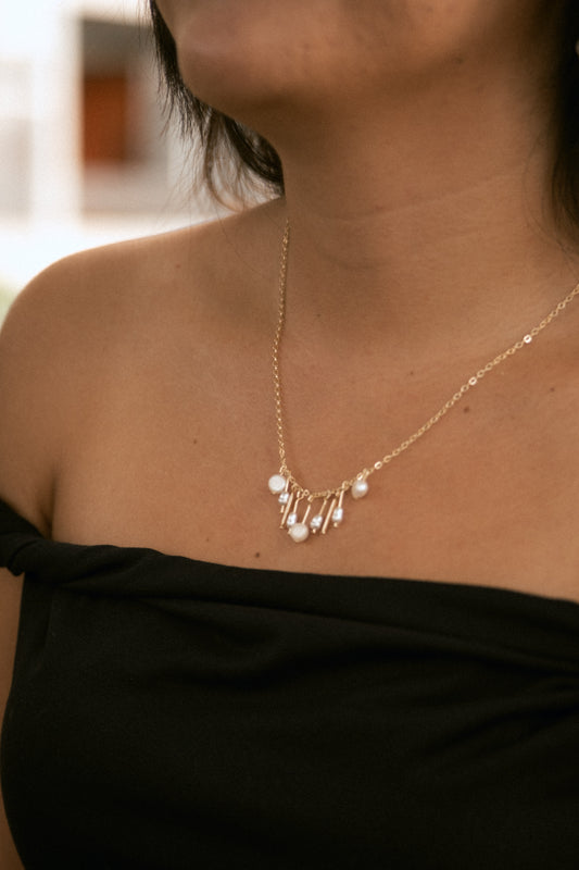 Asymmetrical pearl stack necklace