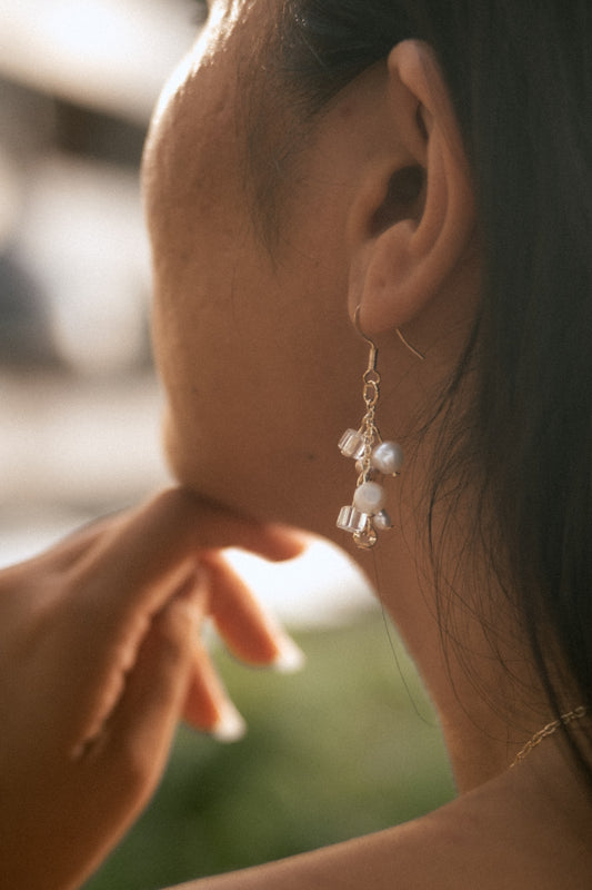 Glass pearl stack earrings